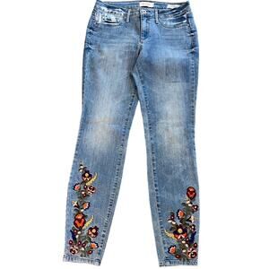 Jessica Simpson boho floral embroidered skinny ankle denim jeans womens 29 pants